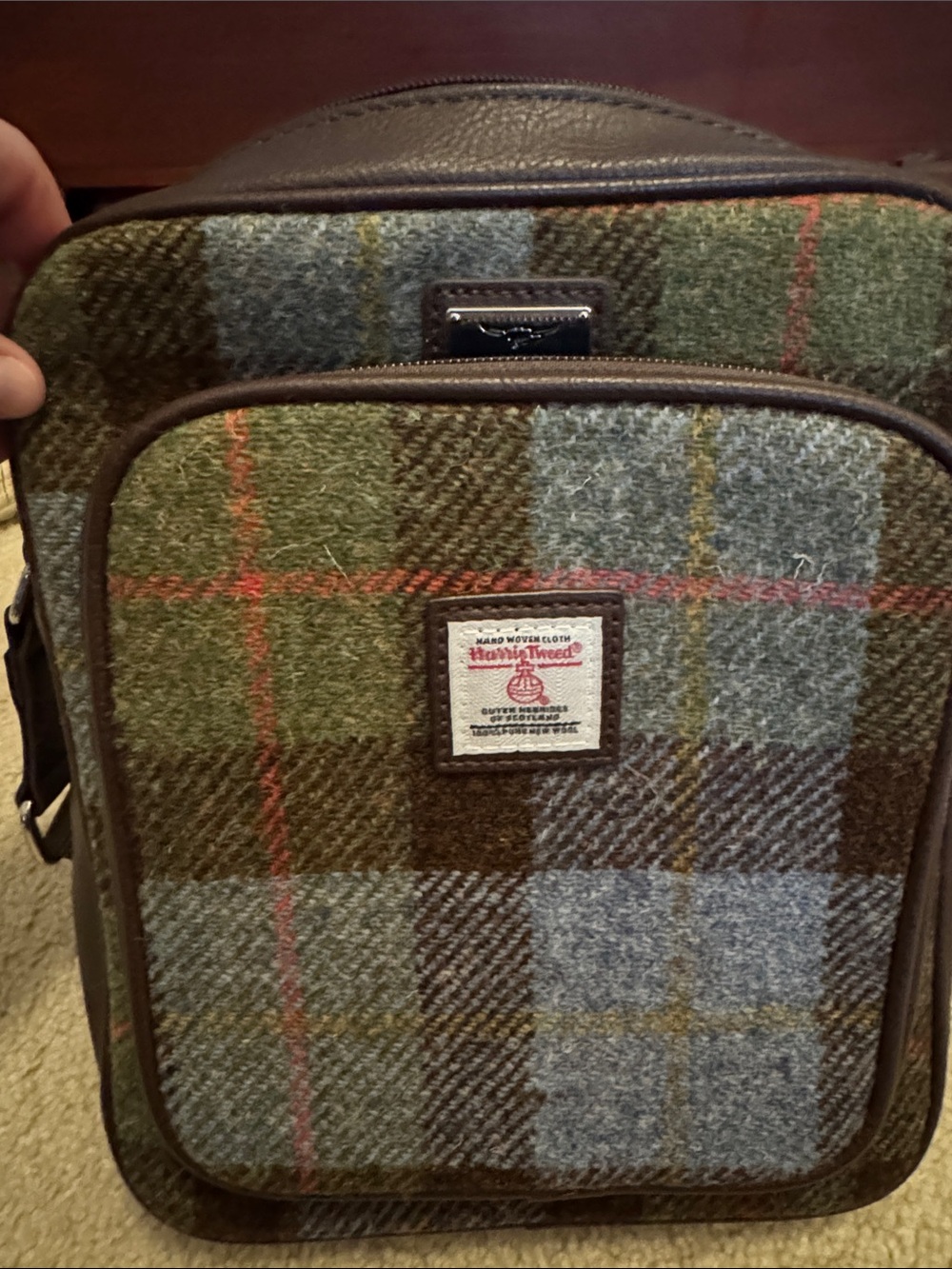 Glen Appin and Harris Tweed Plaid Crossbody Bag with Adjustable Strap - Picture 9 of 9